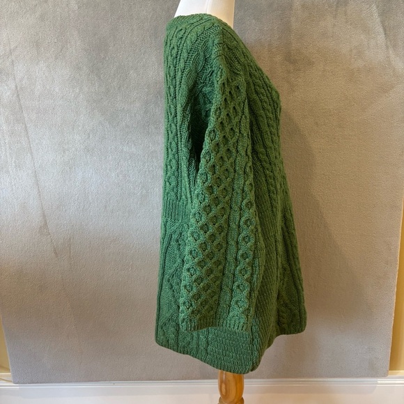 Kilronan Irish Knitwear Green Merino 100% Pure New Wool Cardigan Sweater Coat XL - Picture 6 of 6